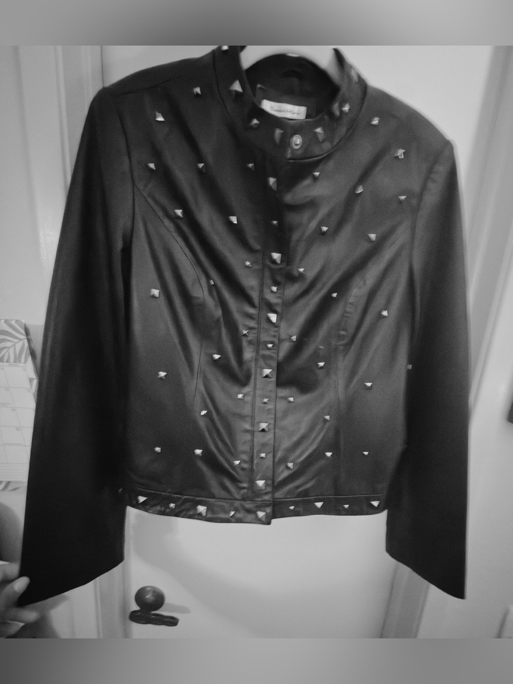Yvonne Le Marie Black Leather Stud Spike Jacket -Size Small